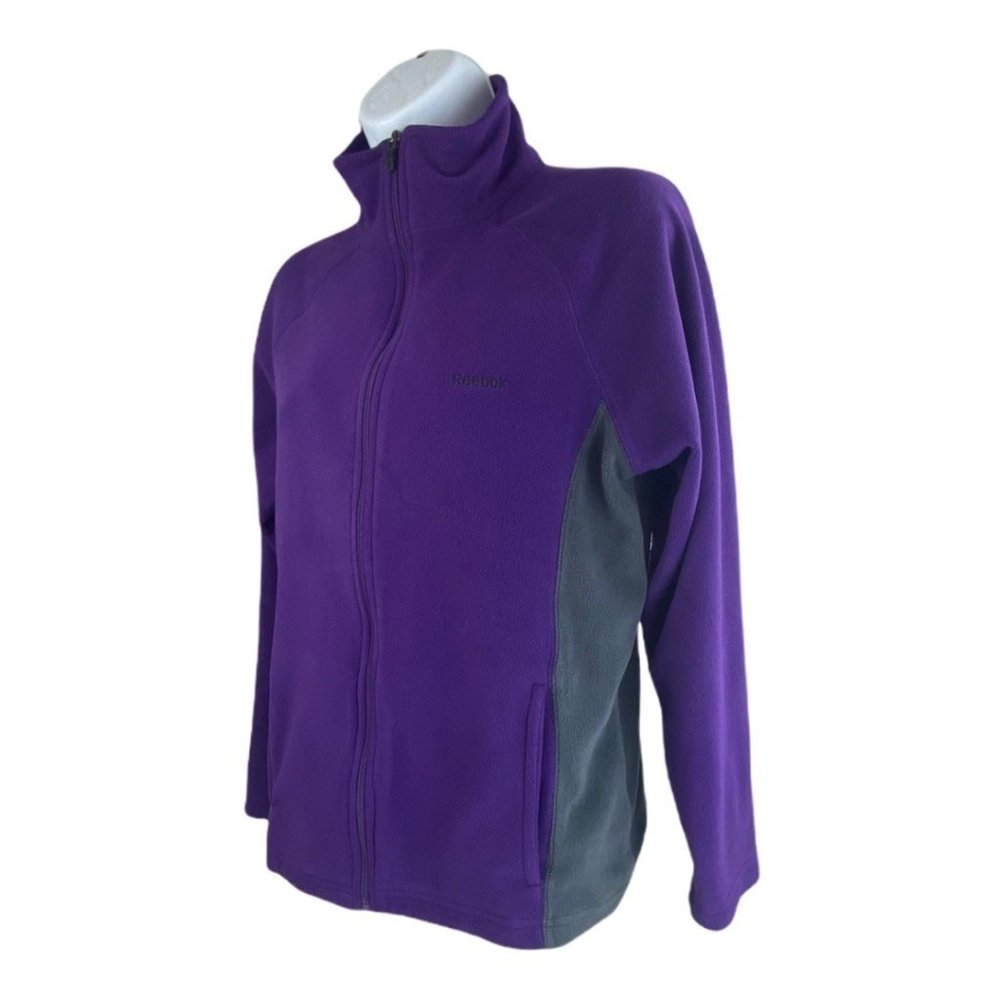 Reebok Purple And Gray Thick Fleece Athletic Jacket size Small